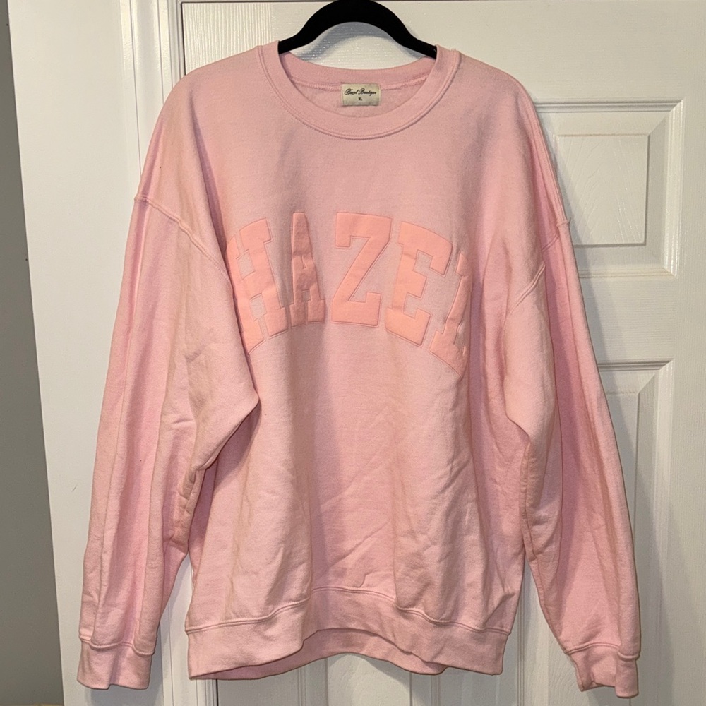 Light Pink HAZEL Embroidered Crewneck Sweatshirt